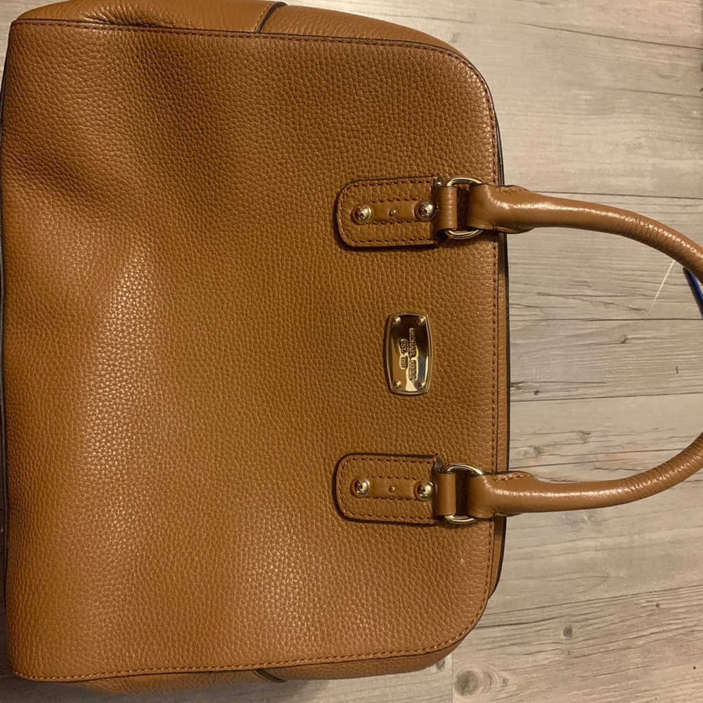 Michael Kors Structured Leather Satchel – Luggage Brown